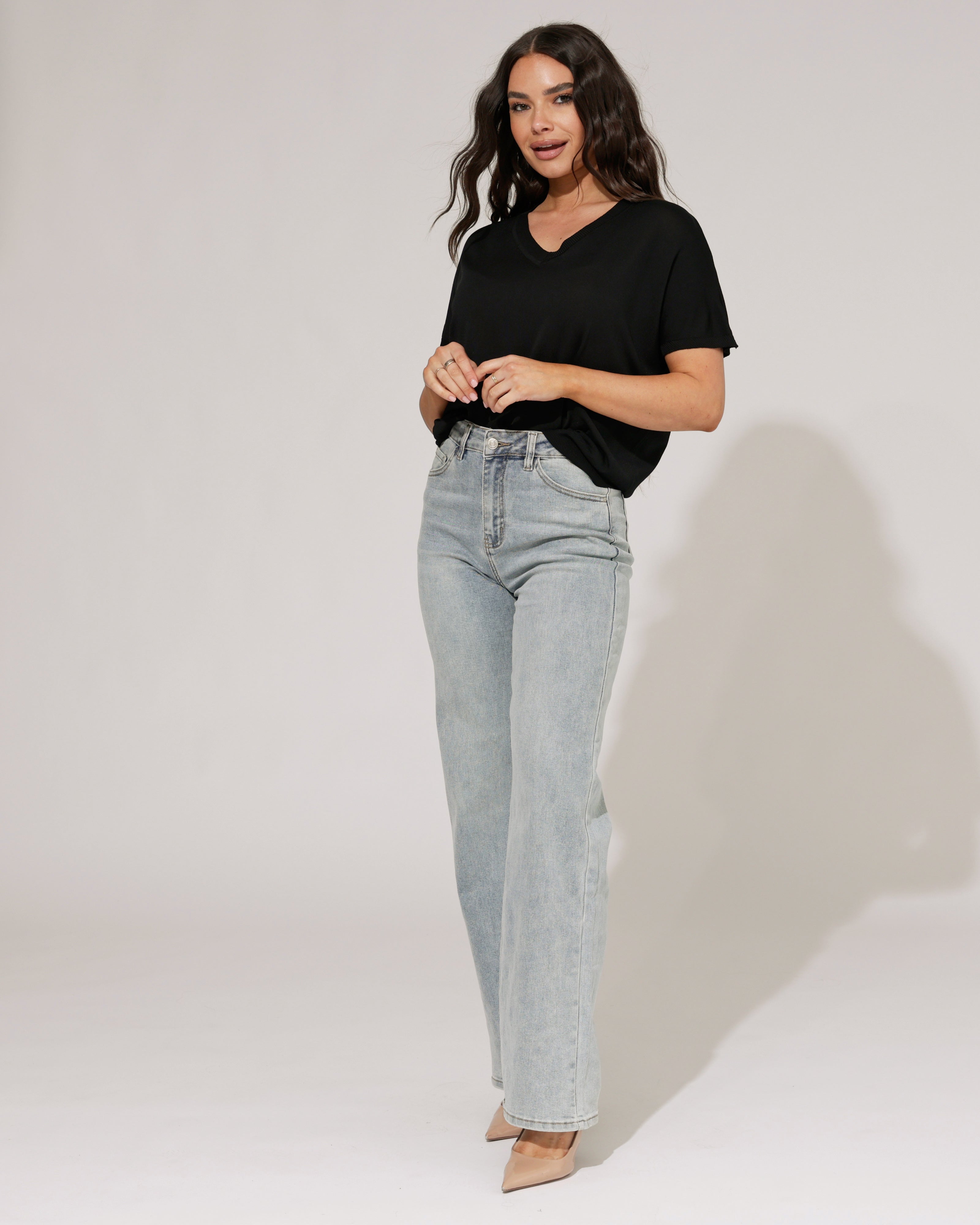 Hello Miss | Wide leg jeans Nicole-3 Blauw