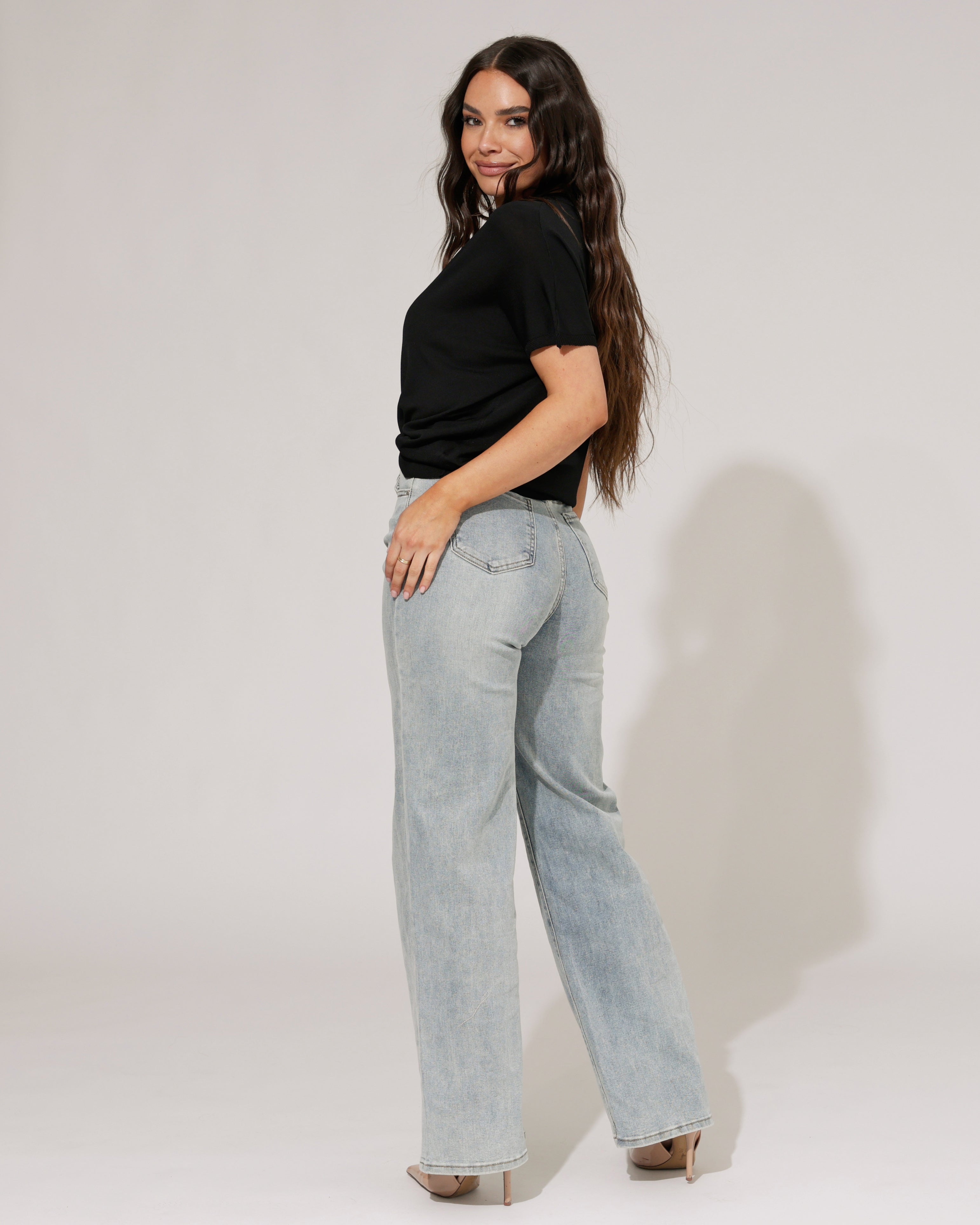 Hello Miss | Wide leg jeans Nicole-3 Blauw