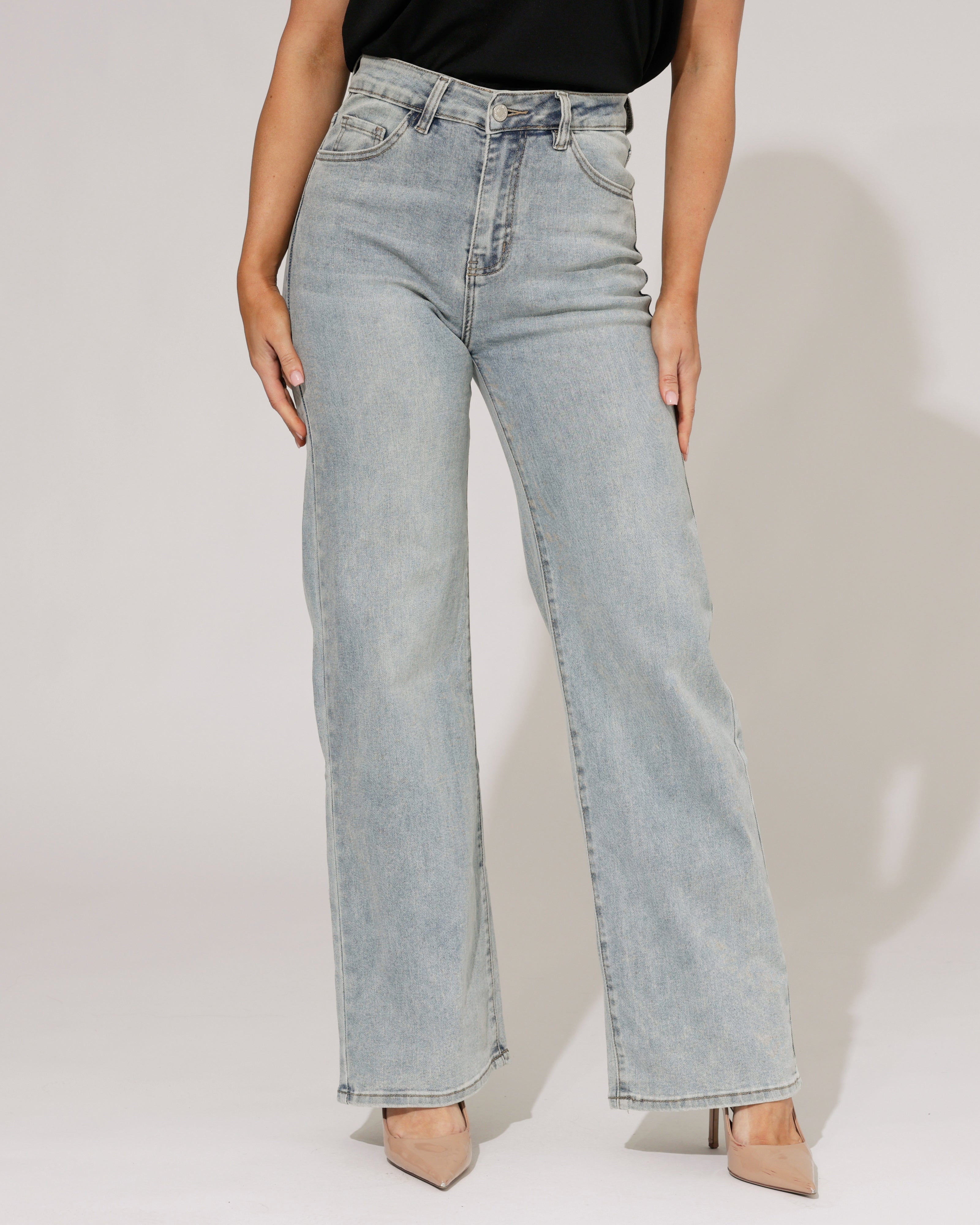 Hello Miss | Wide leg jeans Nicole-3 Blauw