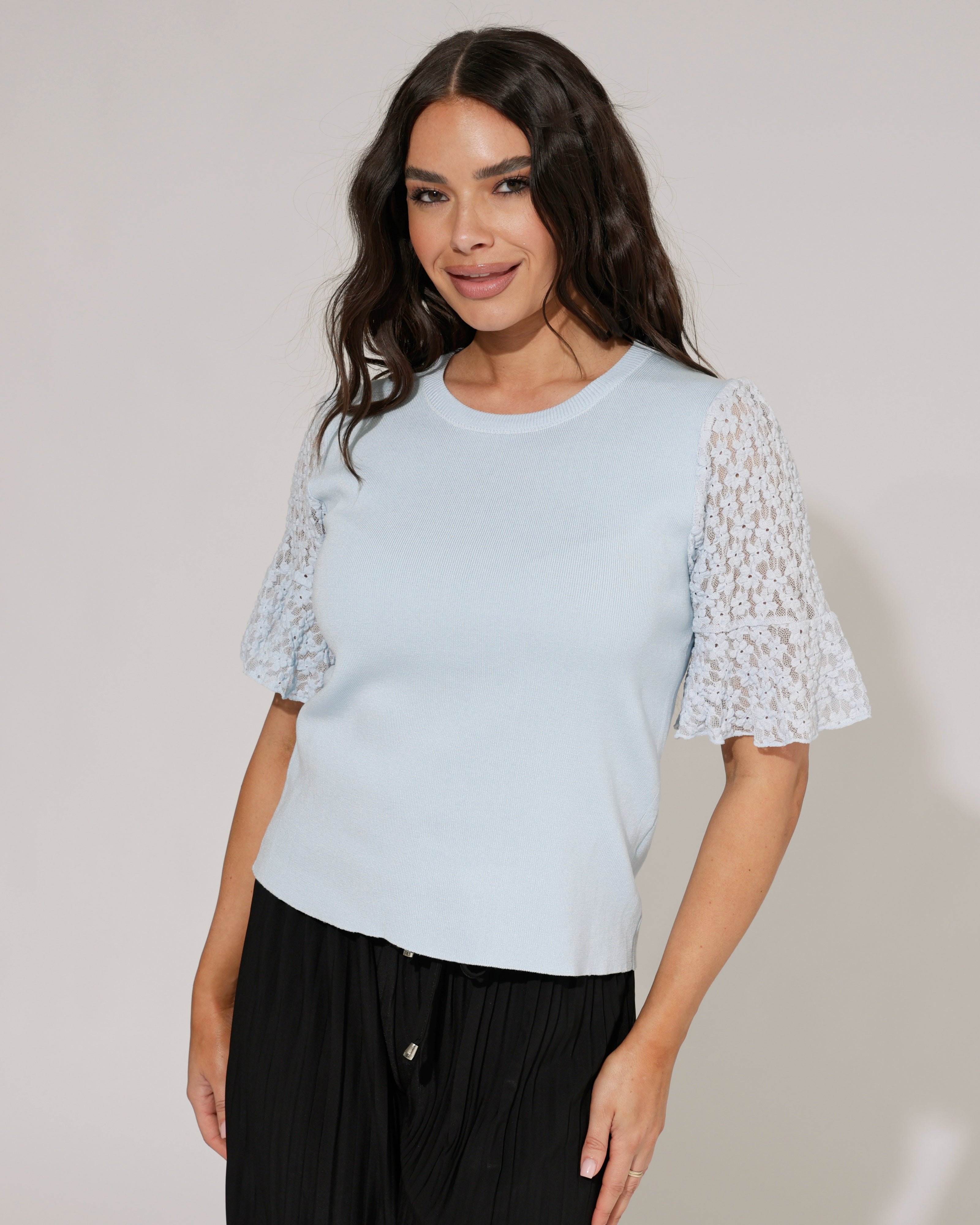 Top met voile mouw Vida Blauw