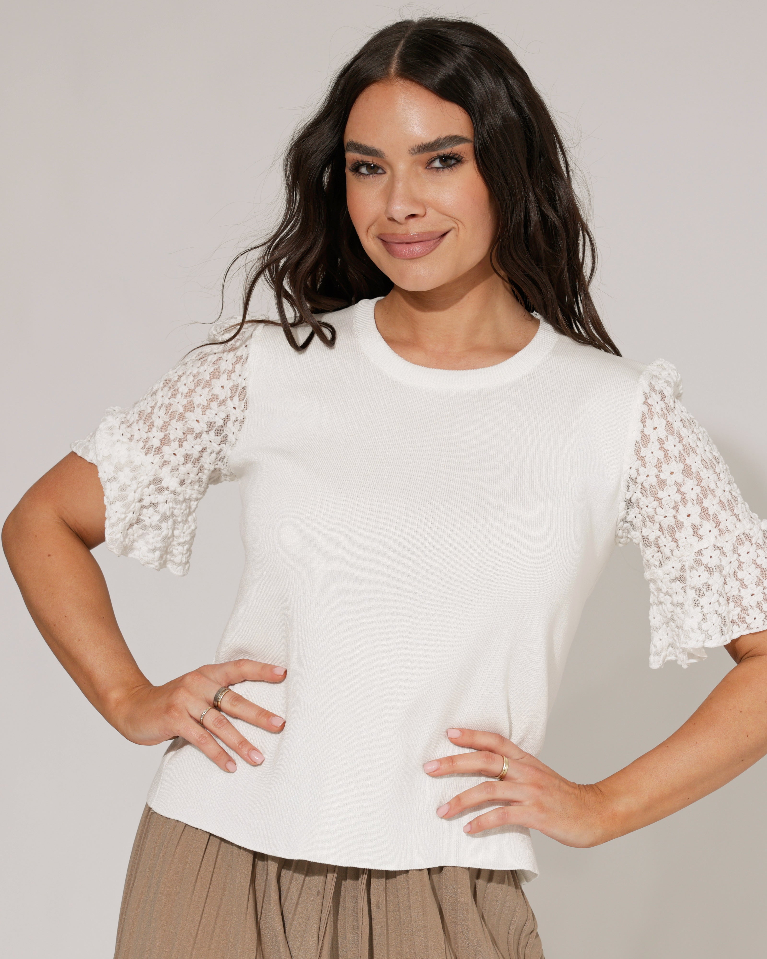 Top met voile mouw Vida Wit