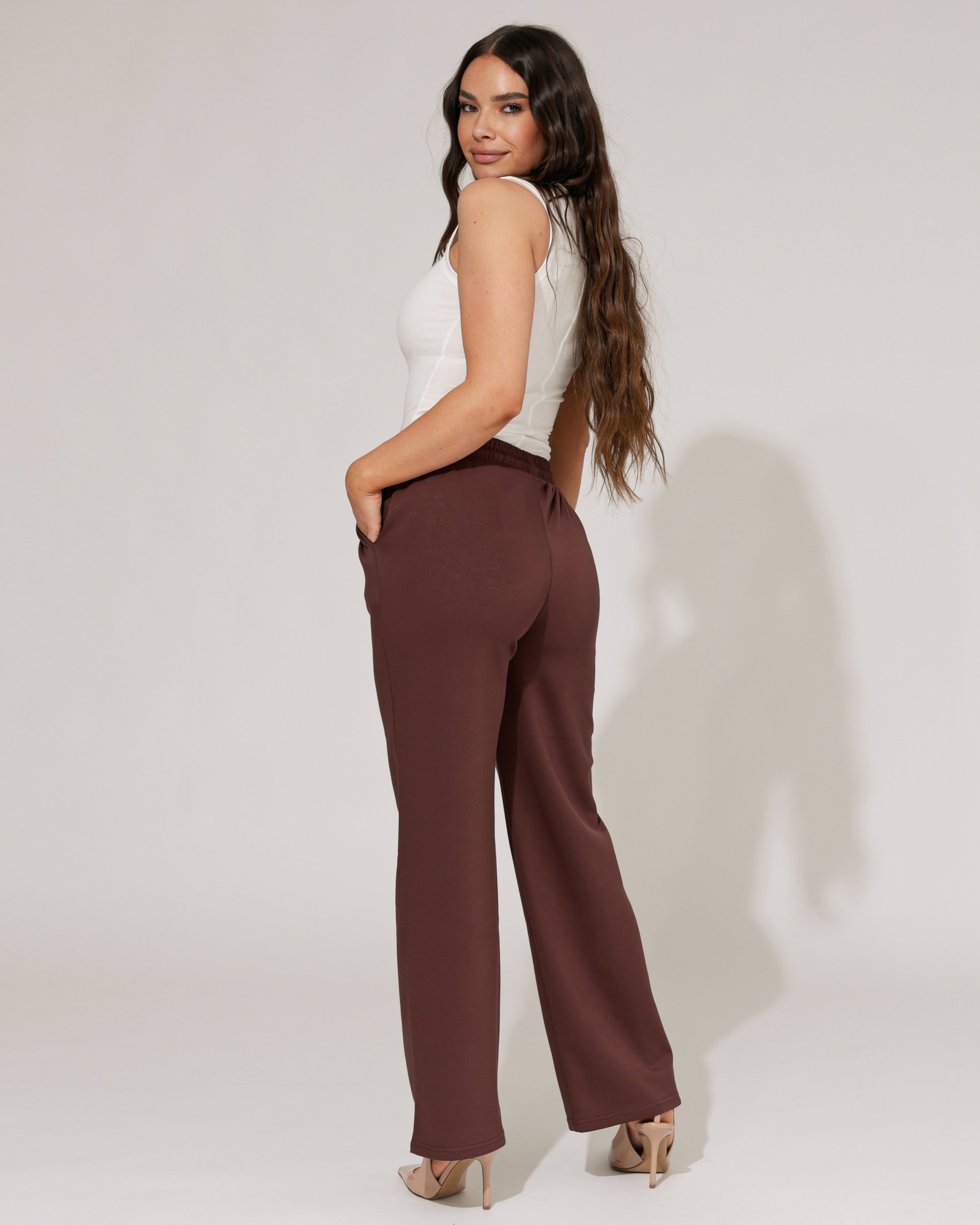 Wide leg broek Rozaly Donkerbruin