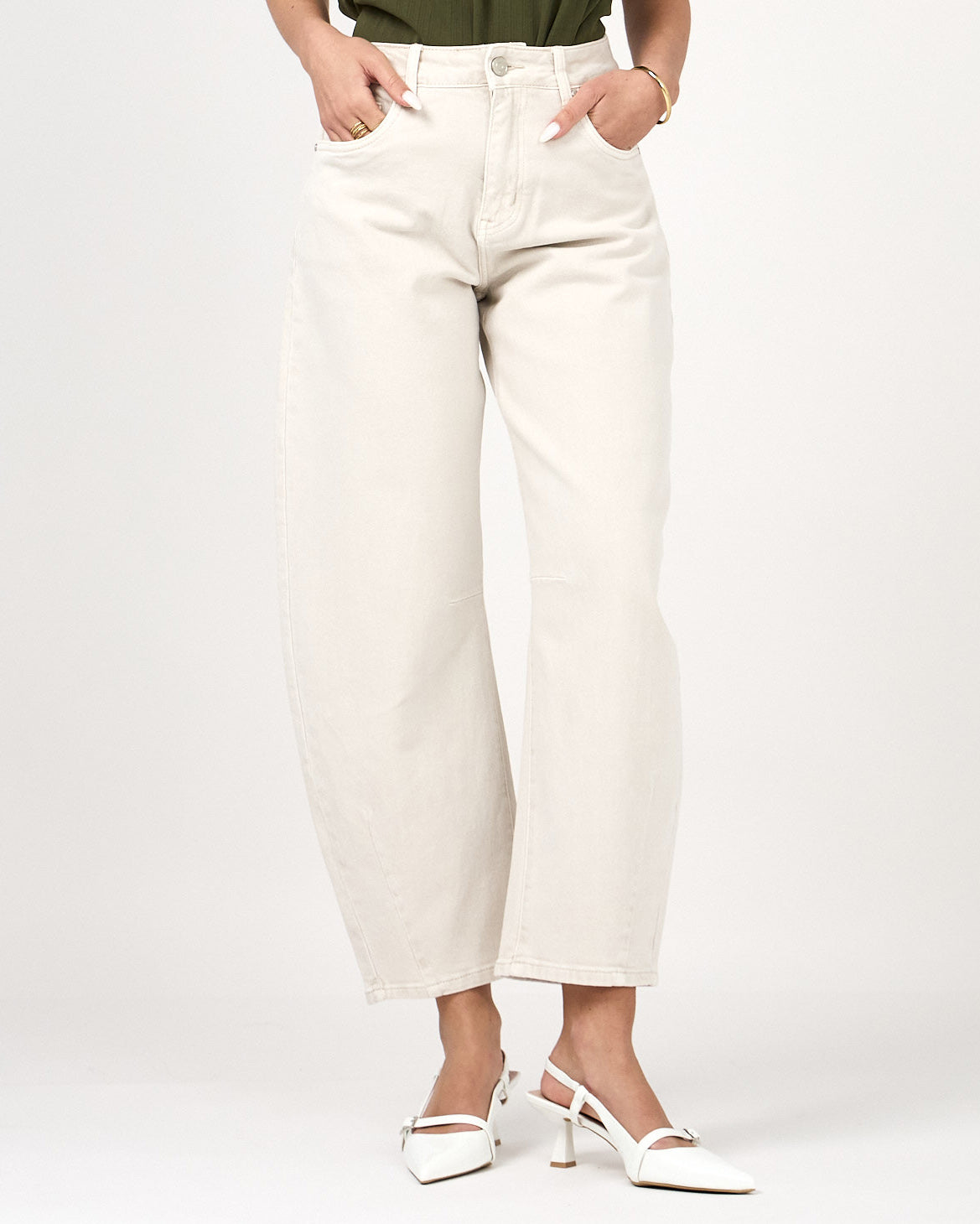 Ana & Lucy Barrel jeans Livia in beige, extra aanzicht 2