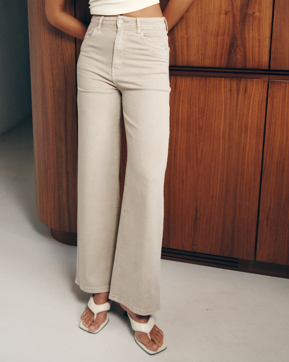 Ana & Lucy Wide leg jeans Natalia-F in zand