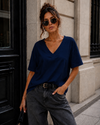 Basic T-shirt V-hals Milly Donkerblauw
