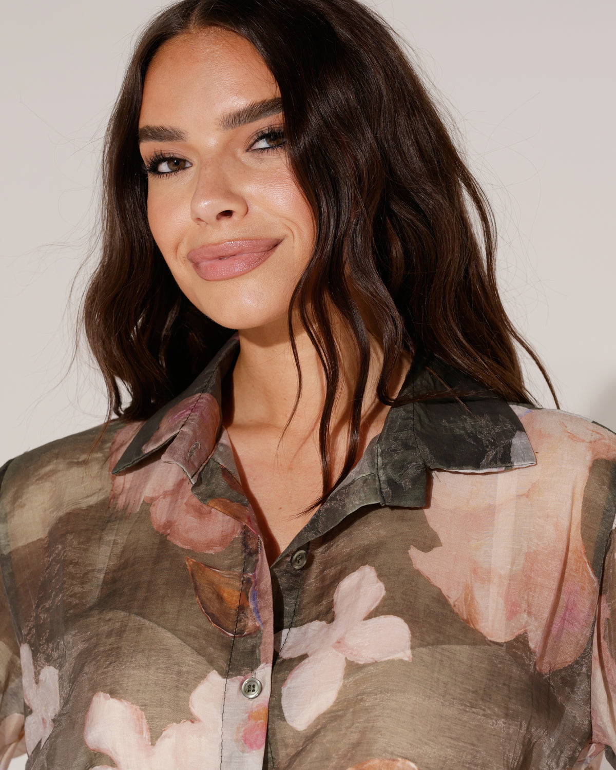 Bloemenprint blouse Mare in bruin, extra aanzicht 3