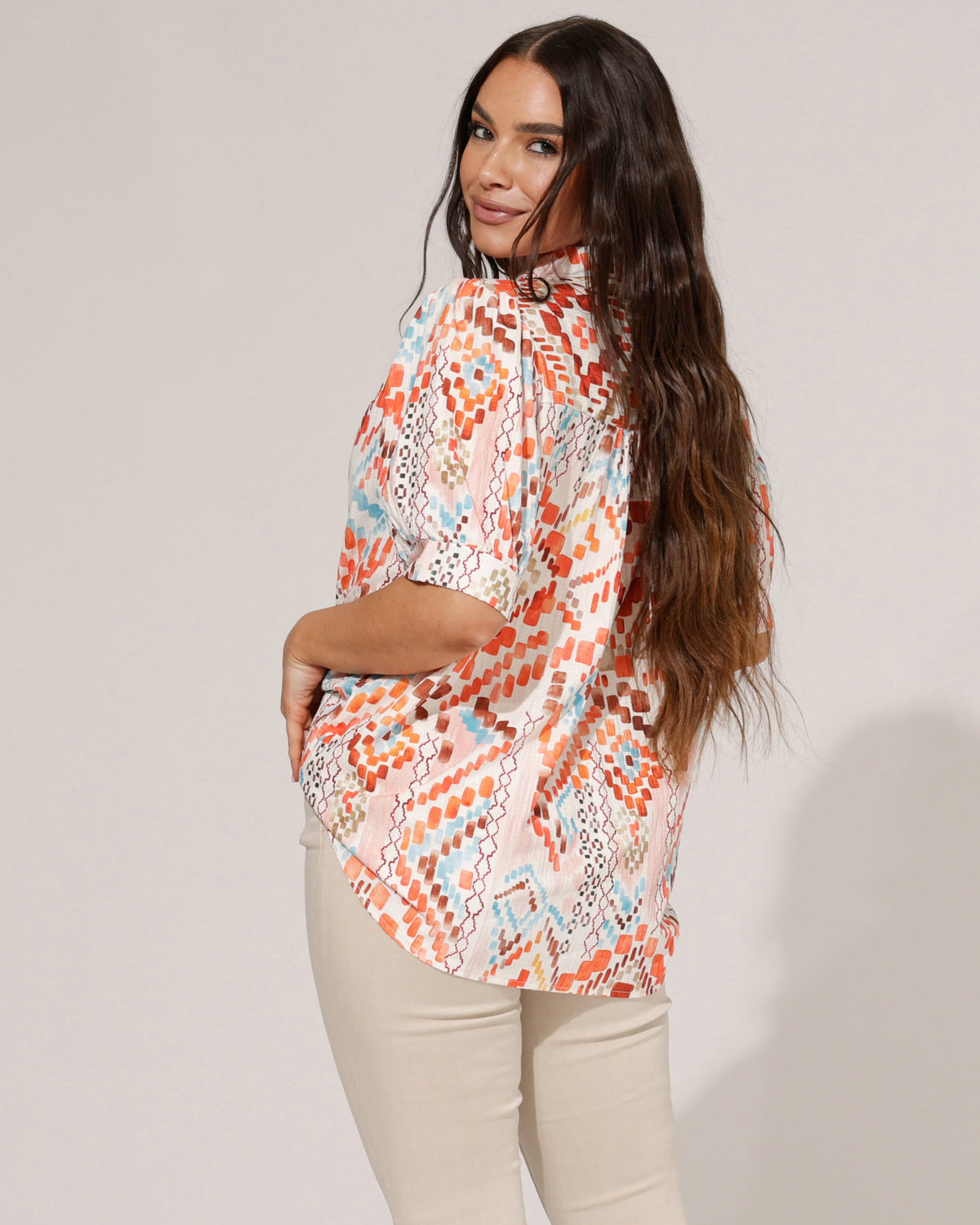 Blouse Eve in oranje, extra aanzicht 2