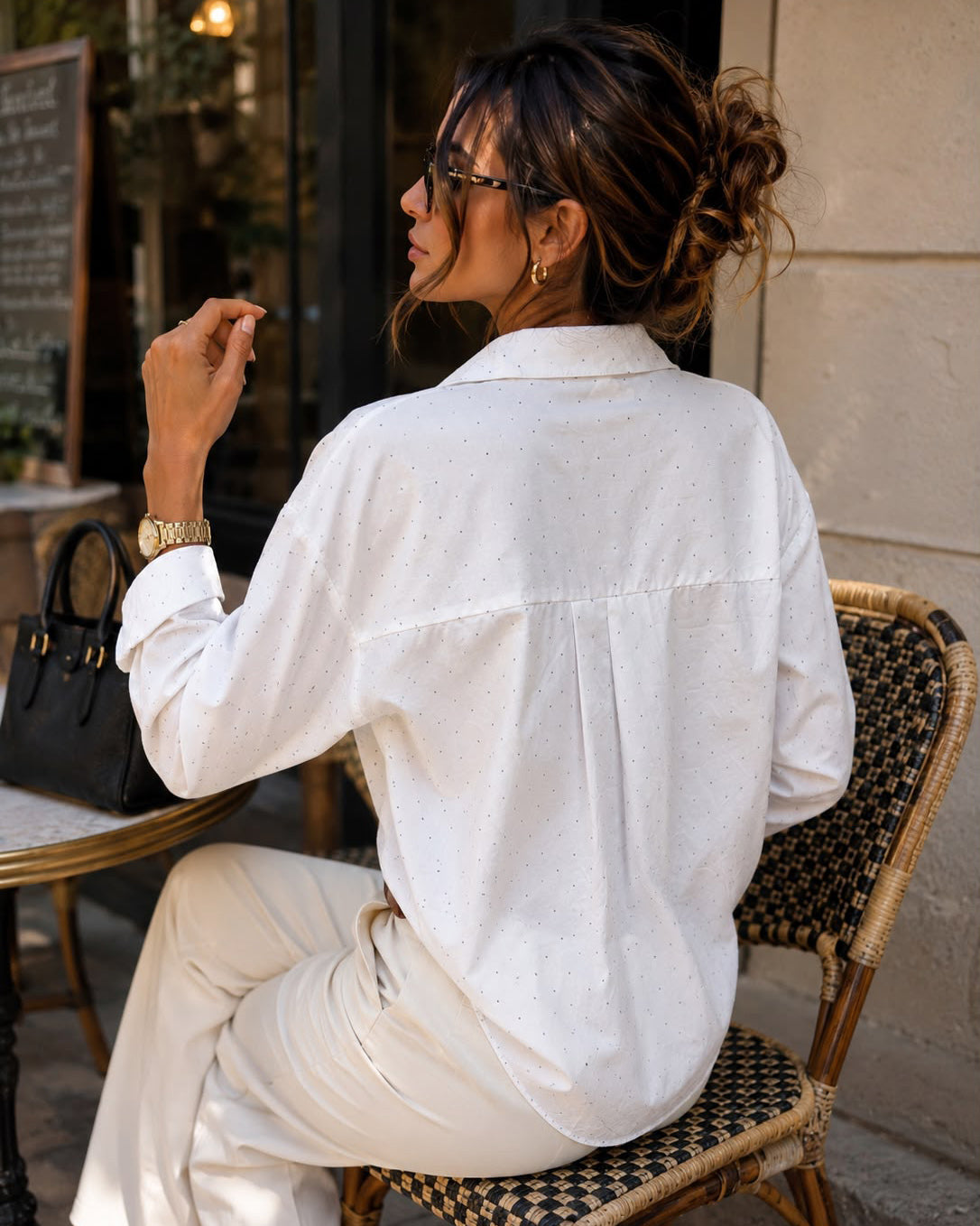 Blouse met strass Vivey in wit, achteraanzicht