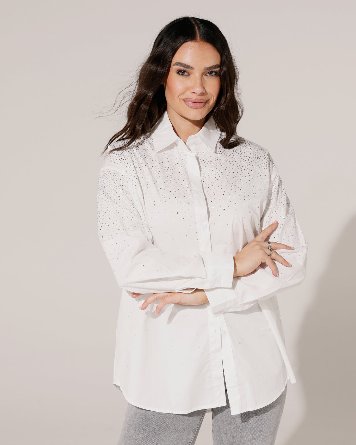 Blouse met strass Yazz in wit, extra aanzicht 3