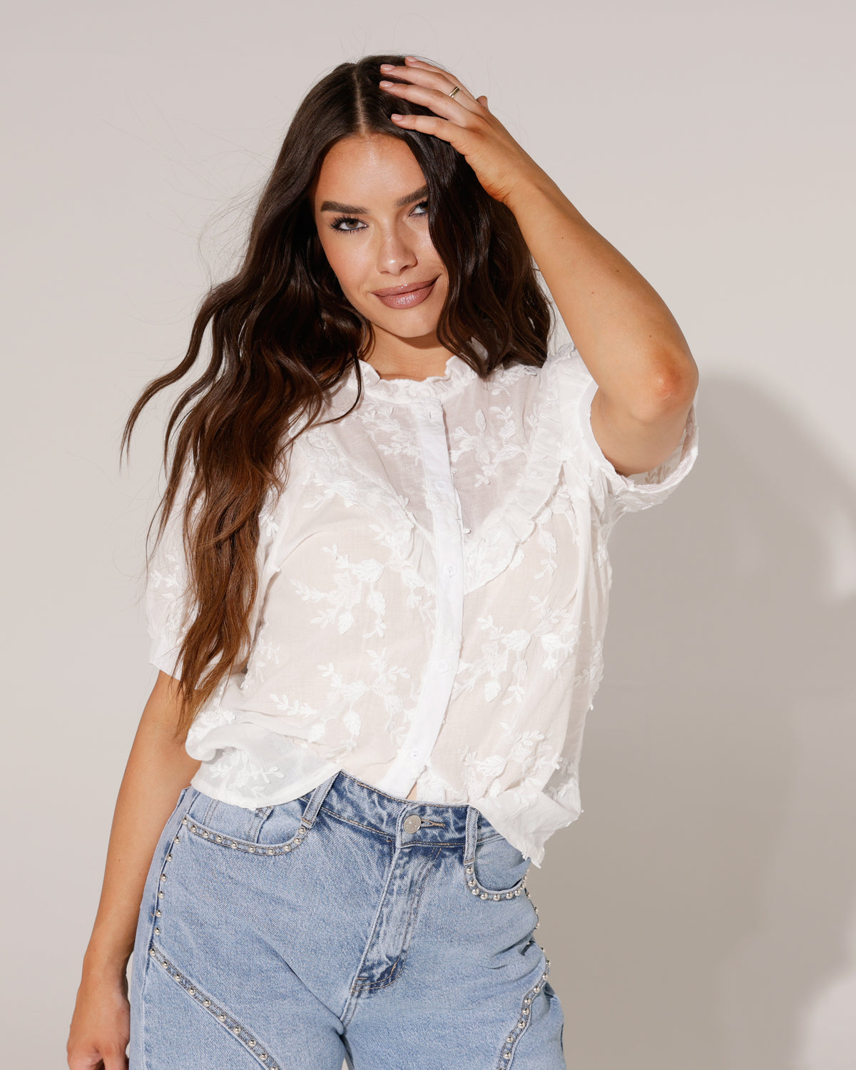 Blouse Nela in wit, extra aanzicht 3