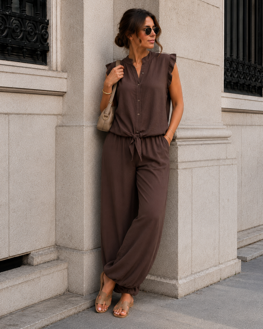 Co-ord set Lola in donkerbruin, extra aanzicht 2