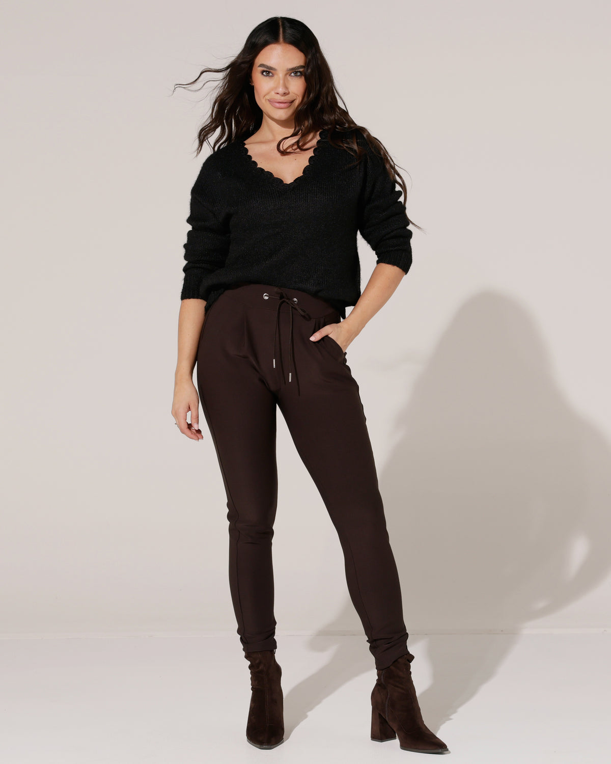 Comfort broek Nova in donkerbruin