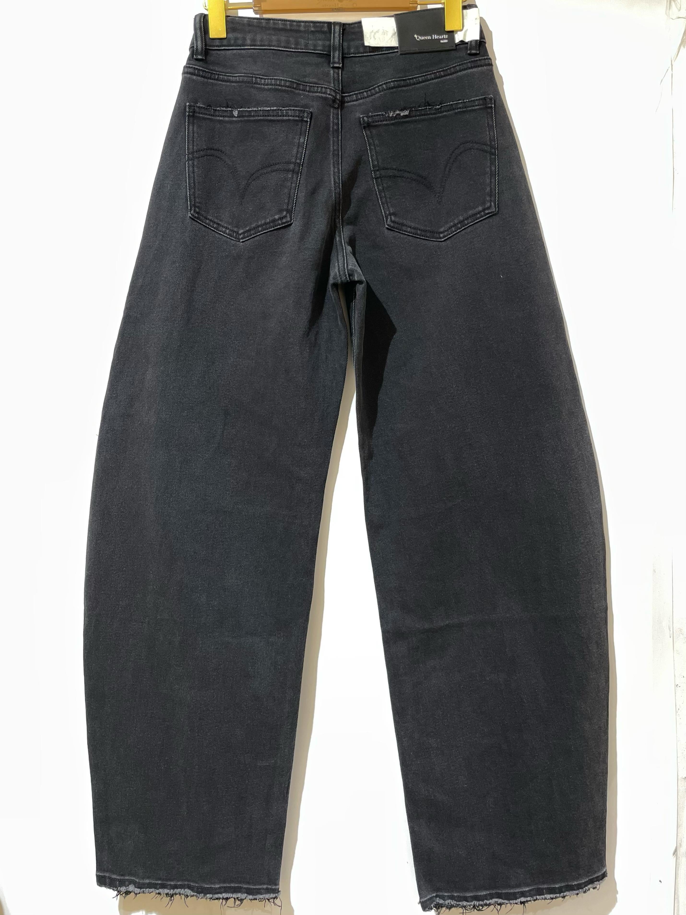 Queen Hearts | Barrel jeans Lilley-7 Zwart