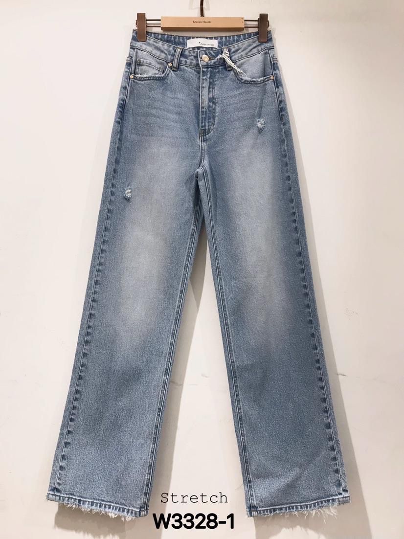 Queen Hearts | Wide leg, Straight jeans Jinney-1 Lichtblauw