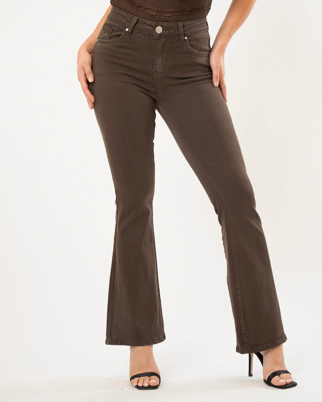 Goodies | Flared jeans Evey-5 Donkerbruin