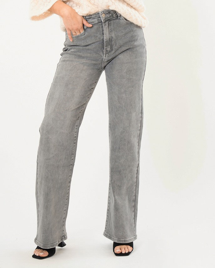 Hello Miss | Wide leg jeans Jante-2 Grijs