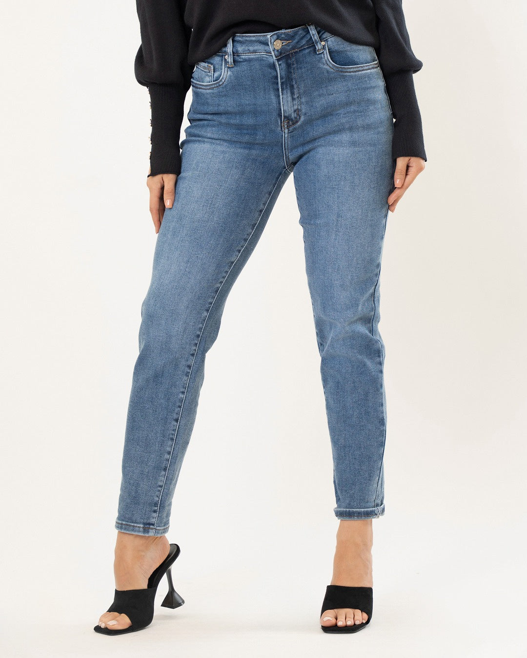 Hello Miss | Mom jeans Vajen-7 Blauw