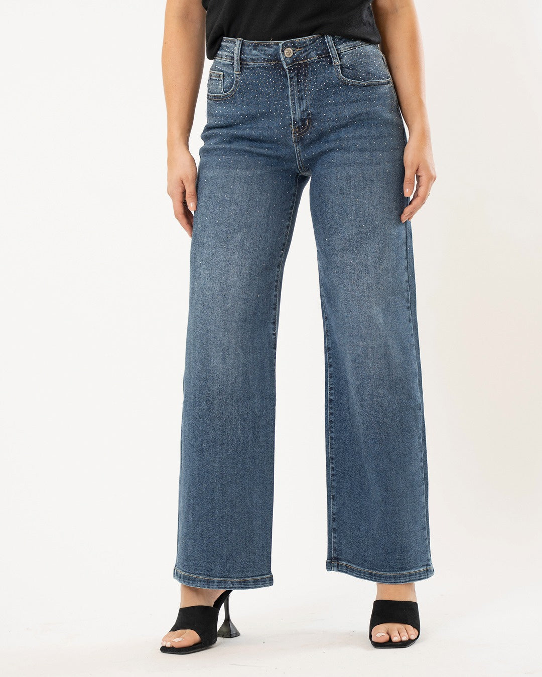 Miss Bon | Wide leg jeans Misty Blauw