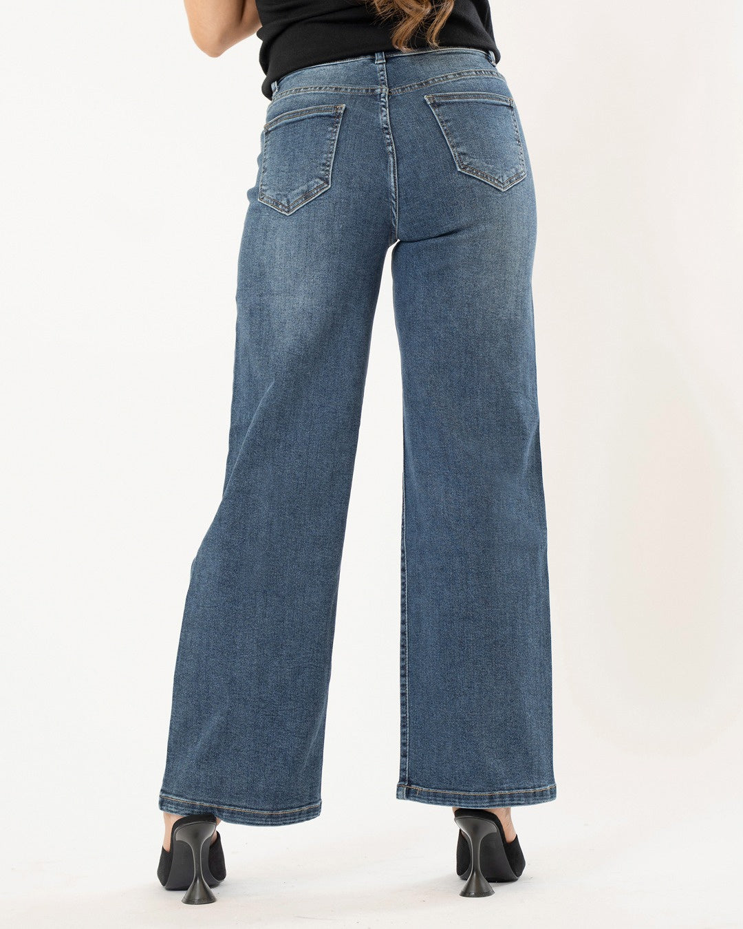 Miss Bon | Wide leg jeans Misty Blauw