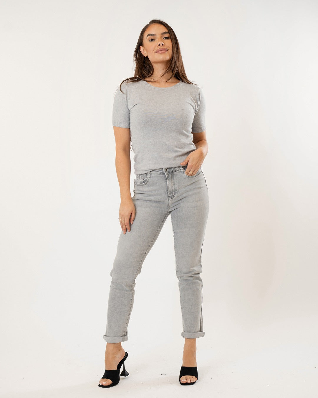 Hello Miss | Mom jeans Savvy-5 Grijs
