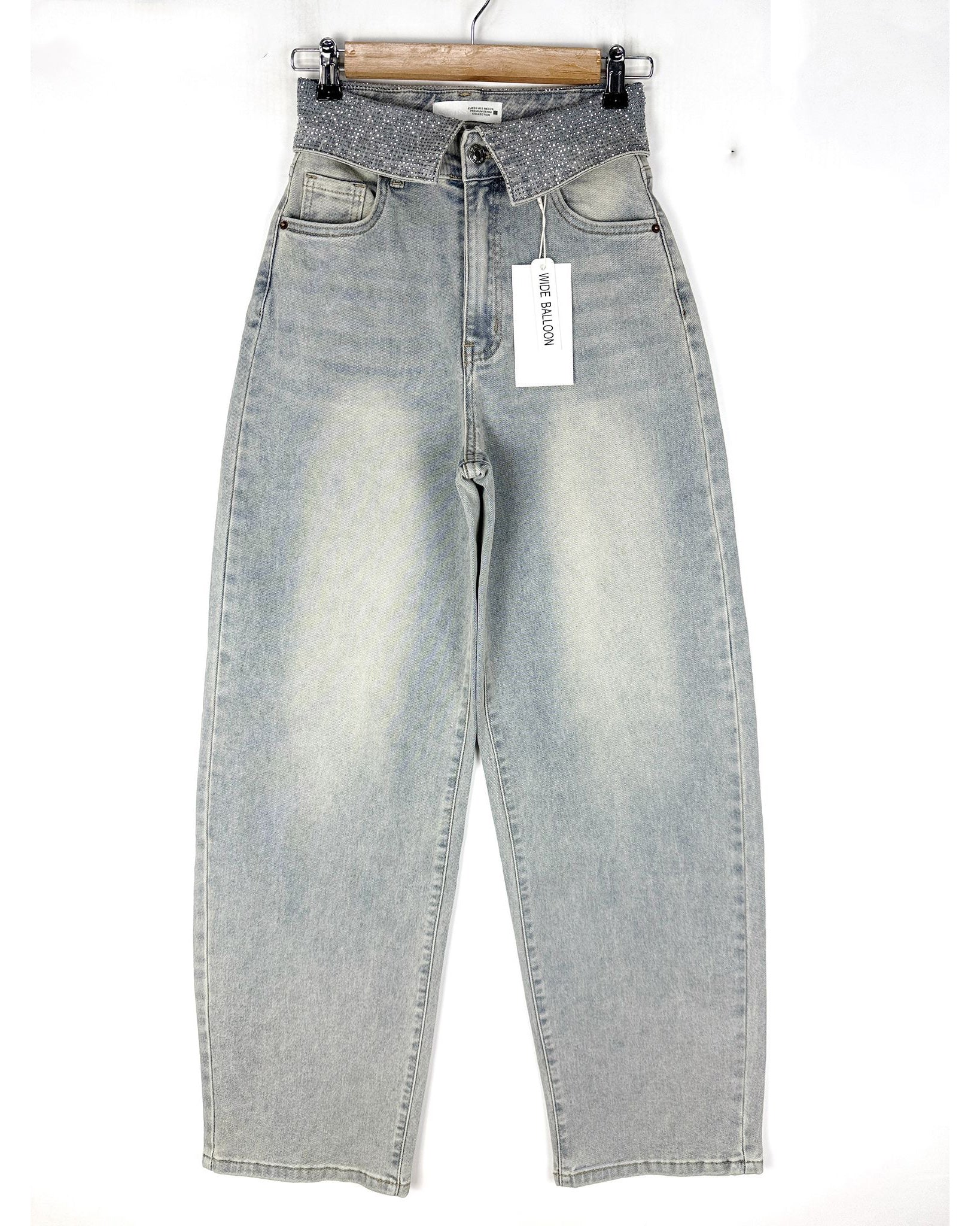 VS Miss | Barrel jeans strass omslag Nola Blauw
