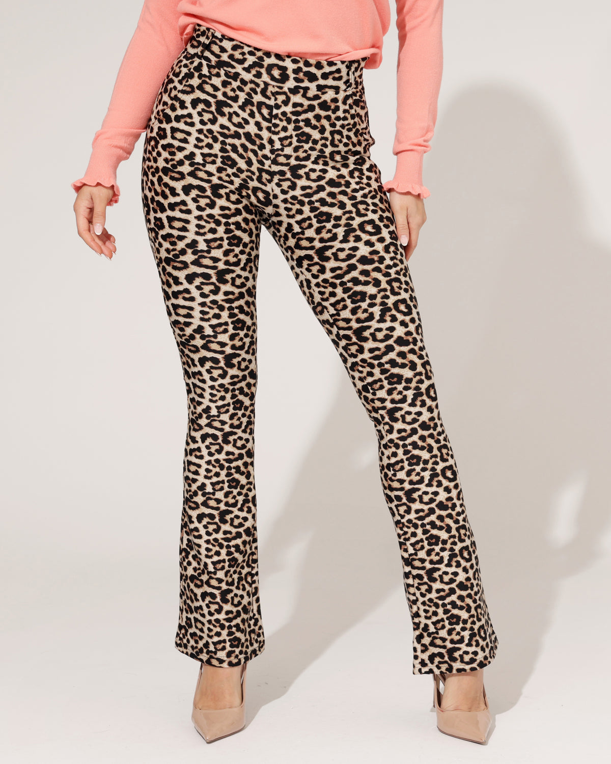 Flared broek Nora Panter in zwart