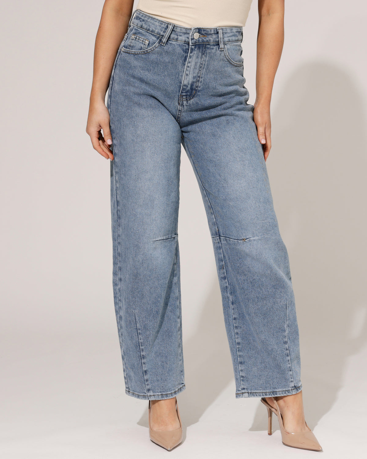 Folyrose Barrel jeans Rosin in blauw