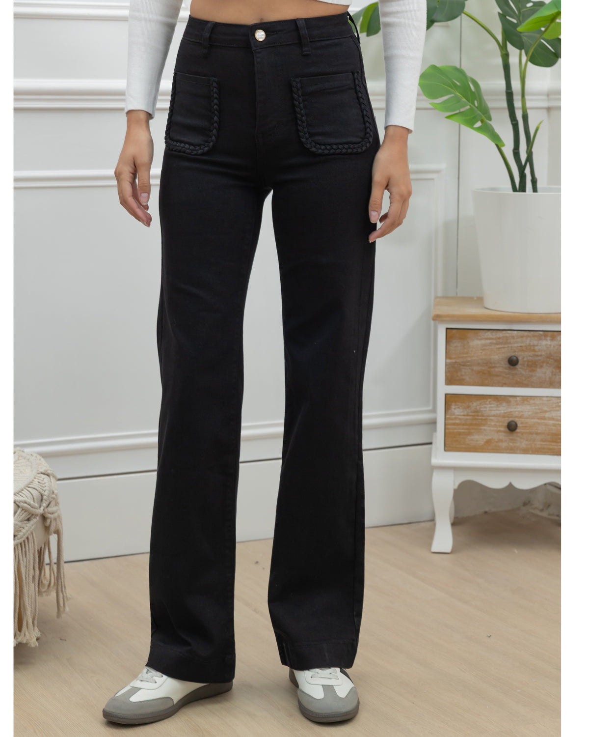 Folyrose Wide leg jeans Elles-A in zwart