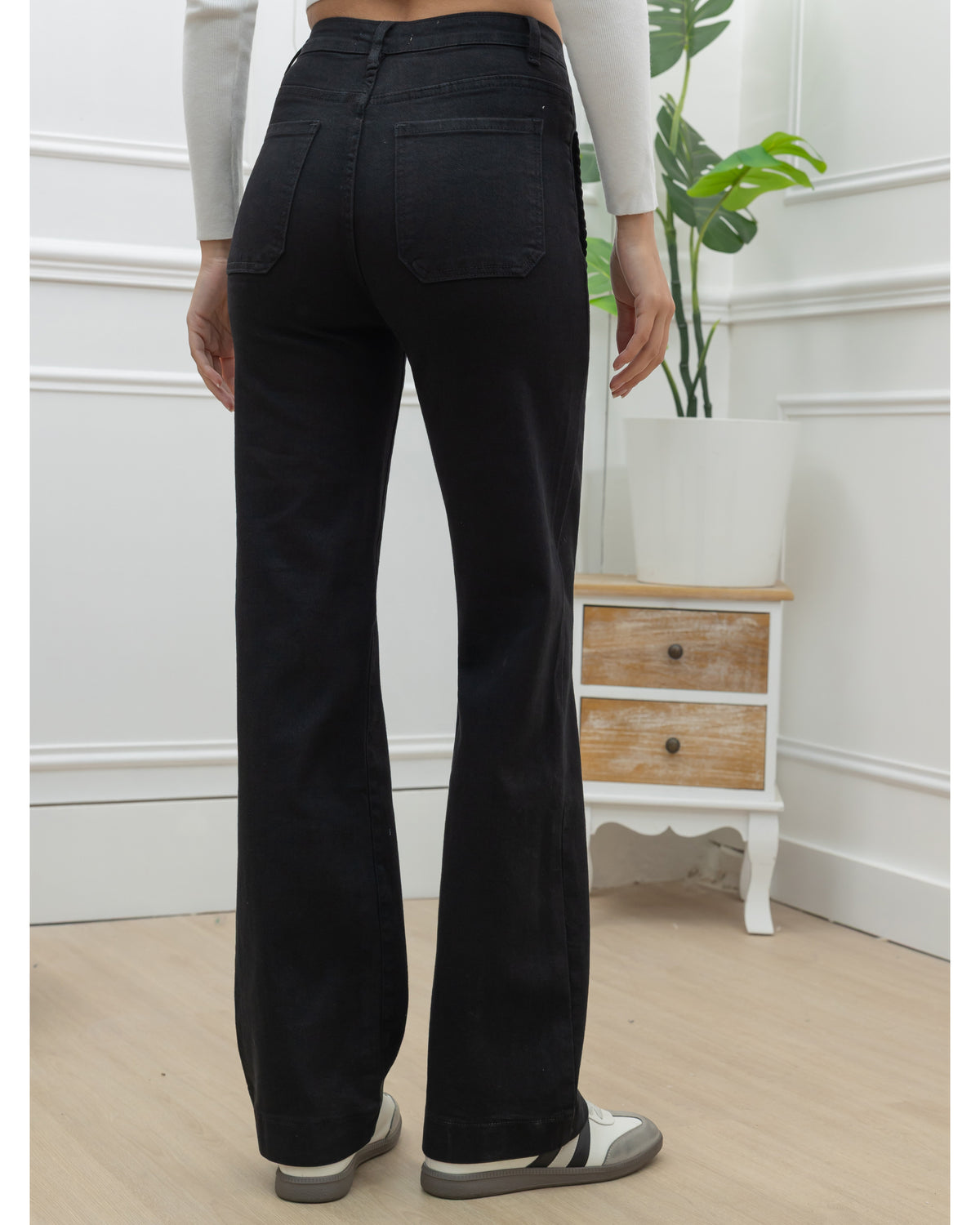 Folyrose Wide leg jeans Elles-A in zwart, extra aanzicht 2