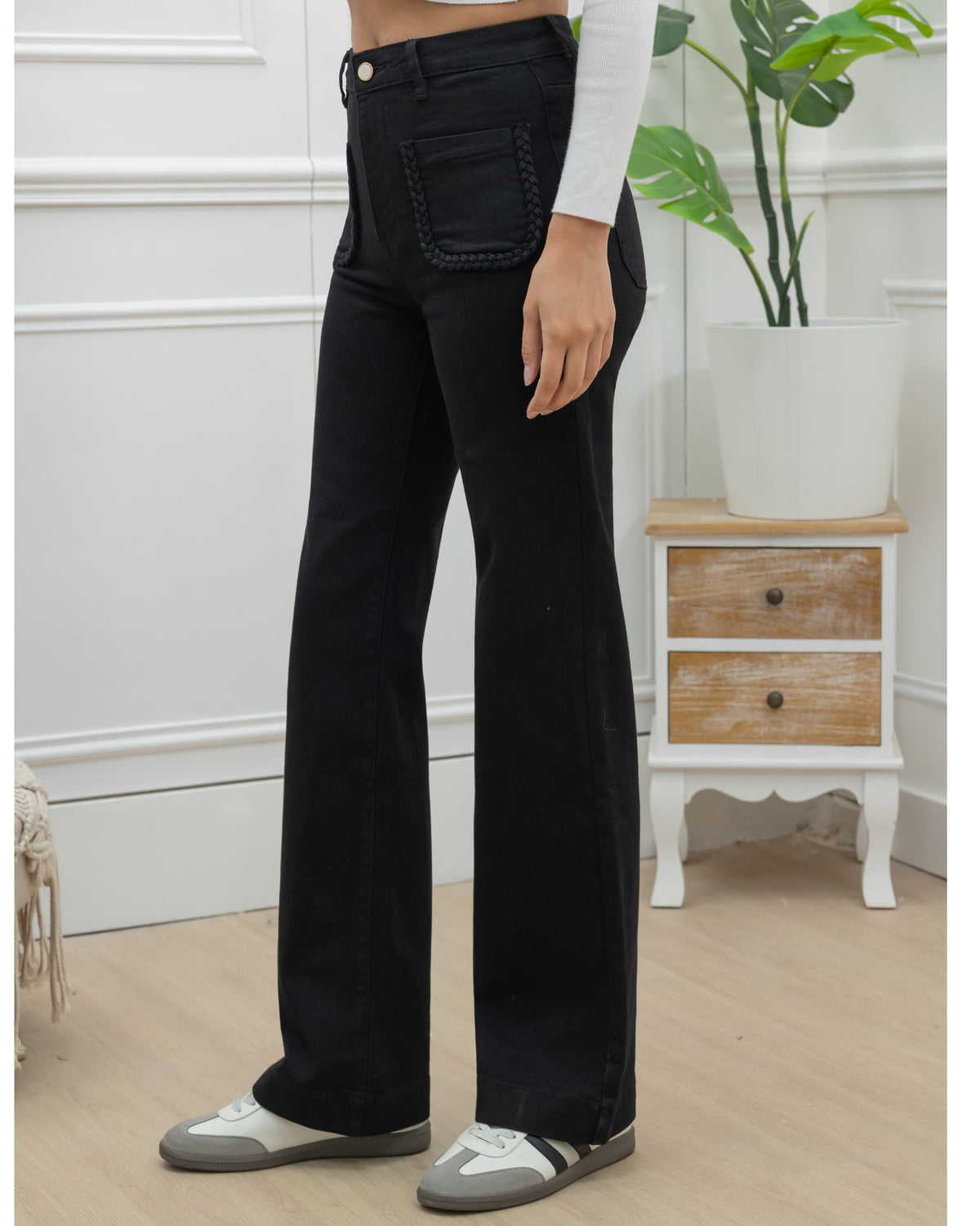 Folyrose Wide leg jeans Elles-A in zwart, extra aanzicht 3
