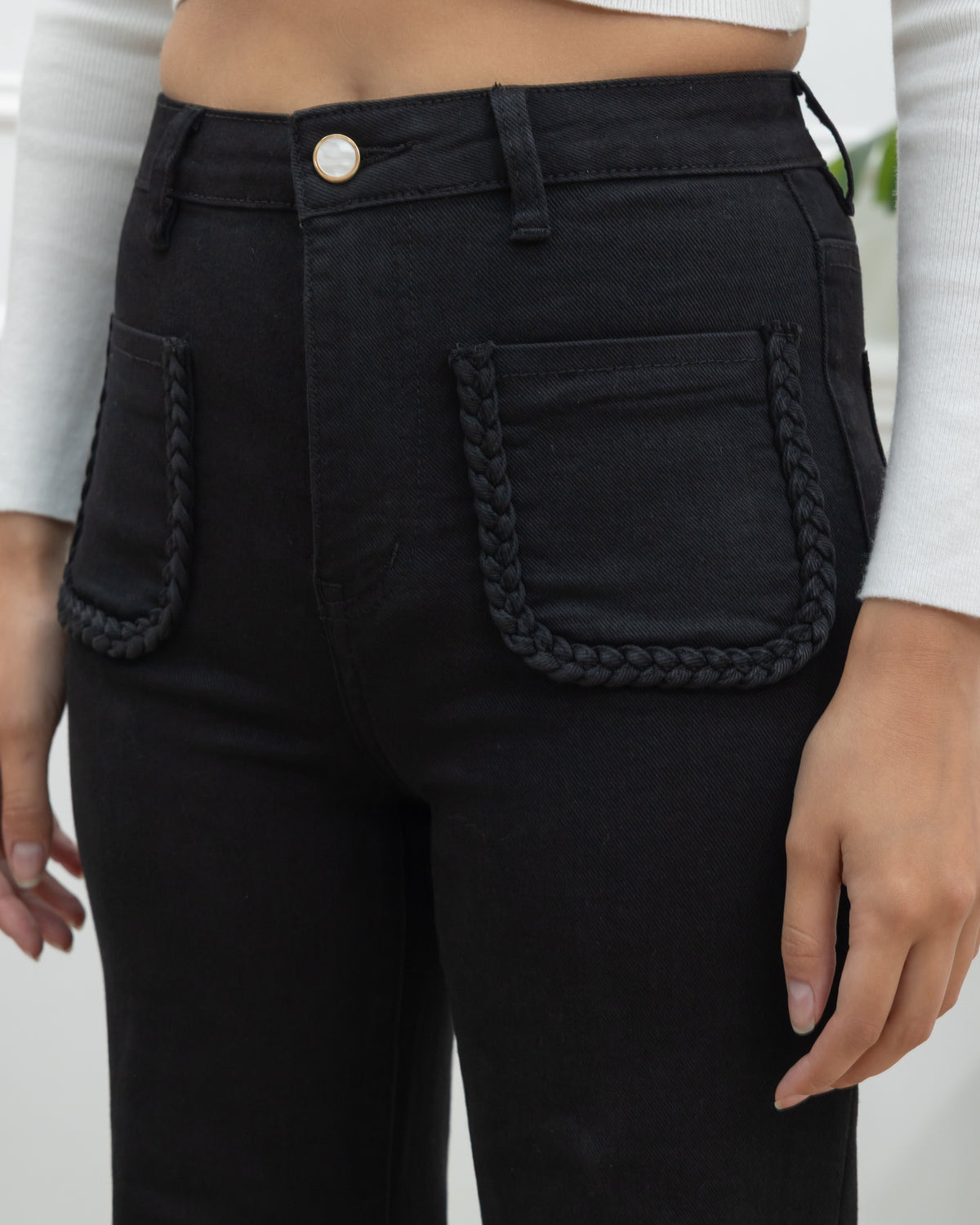Folyrose Wide leg jeans Elles-A in zwart, extra aanzicht 5
