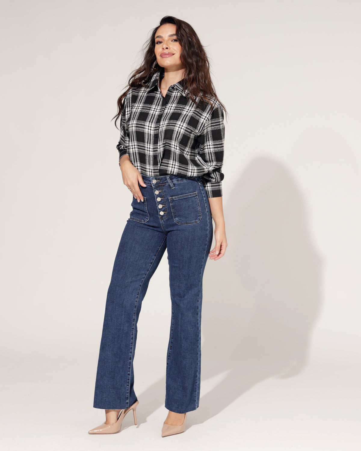 Folyrose Wide leg jeans Iris-D in donkerblauw, extra aanzicht 2