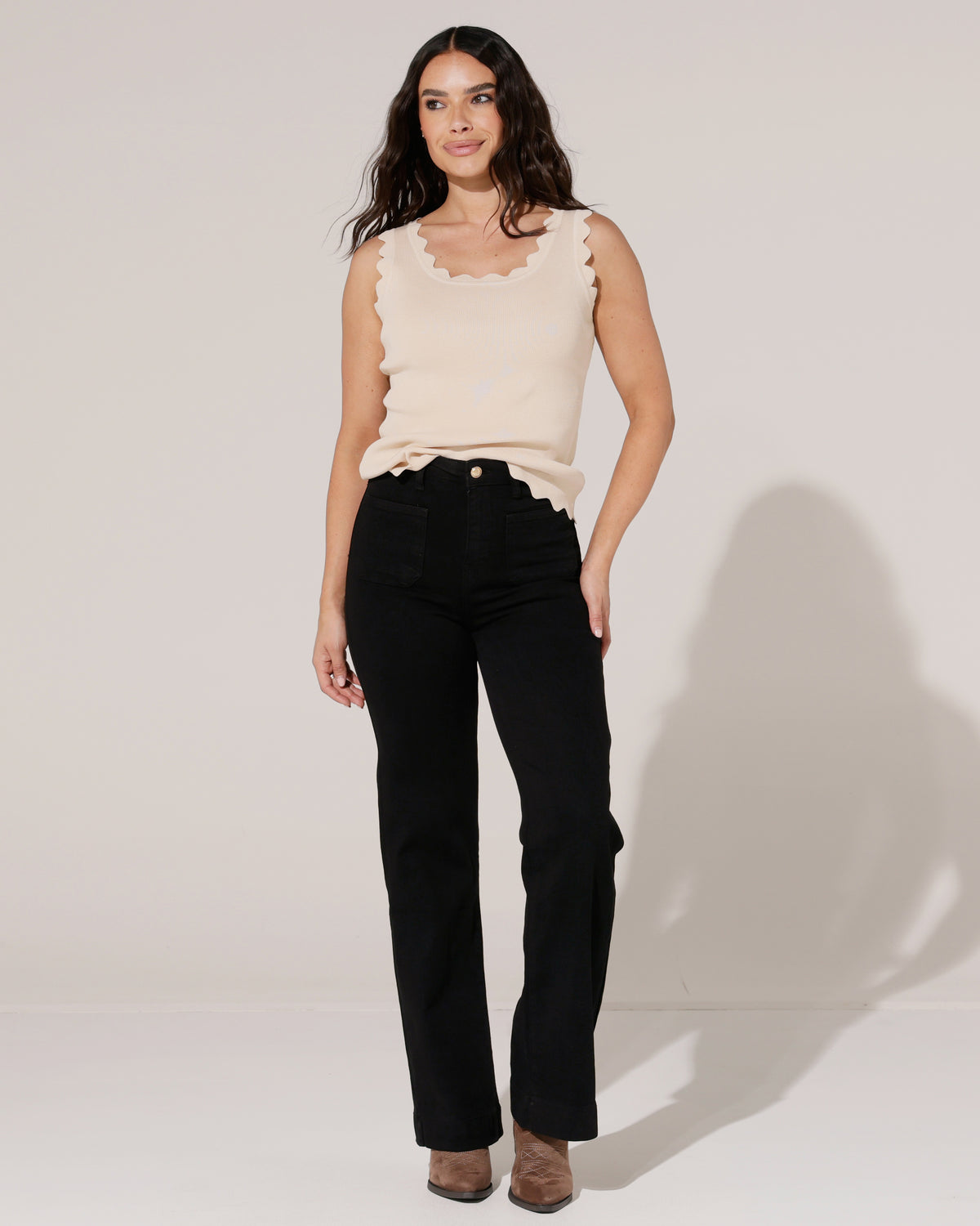 Folyrose Wide leg jeans Jana-A in zwart