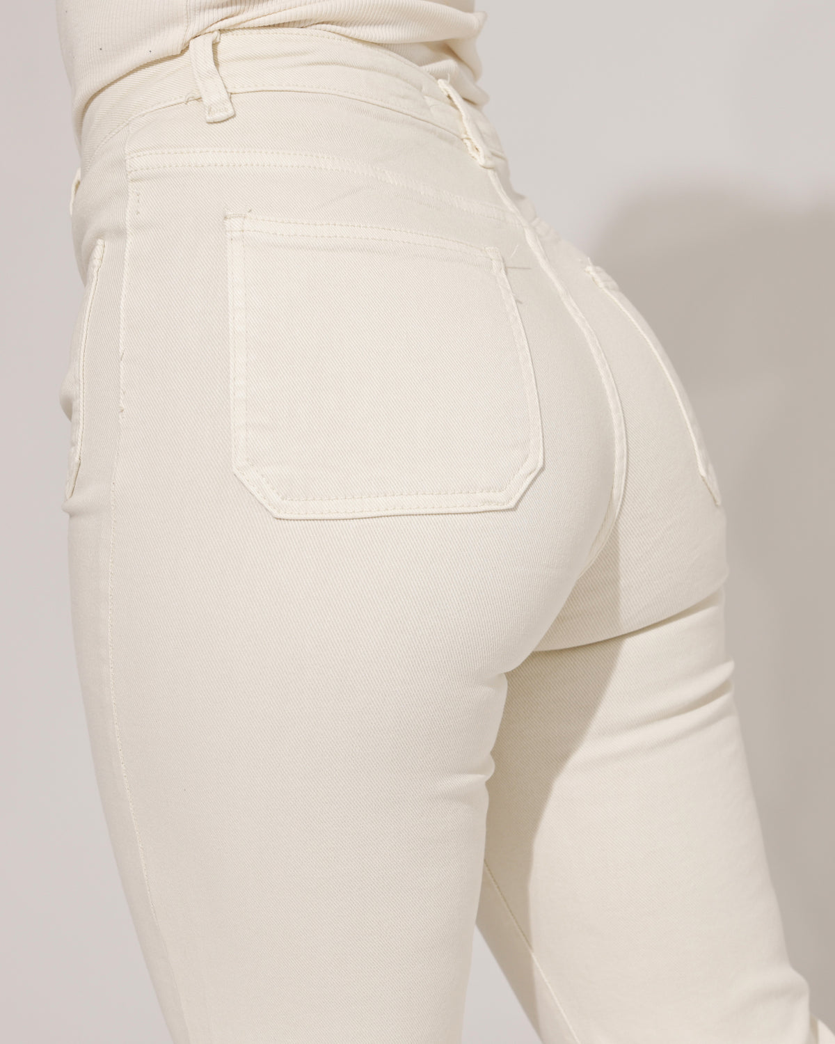 Folyrose Wide leg jeans Jana-C in beige, extra aanzicht 4
