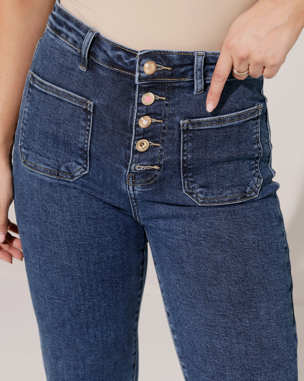 Folyrose Wide leg jeans Mika-D in donkerblauw, extra aanzicht 5