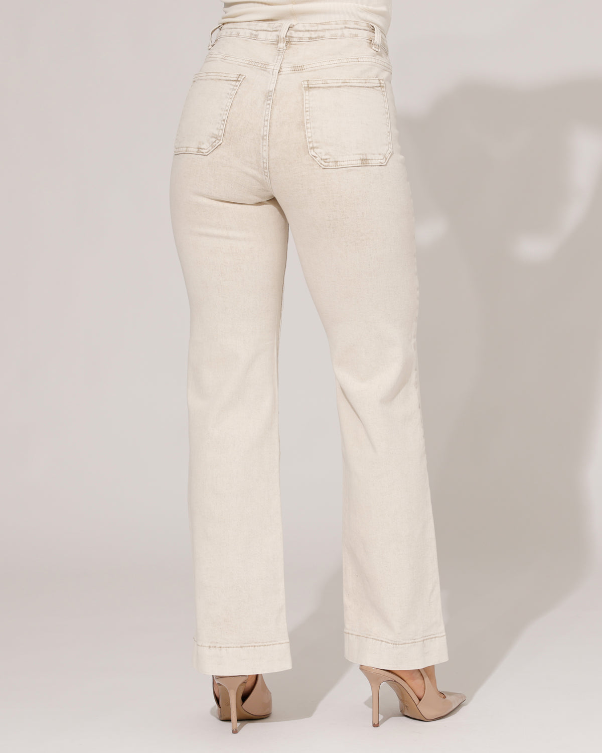 Folyrose Wide leg jeans Mika-YG in beige, extra aanzicht 2