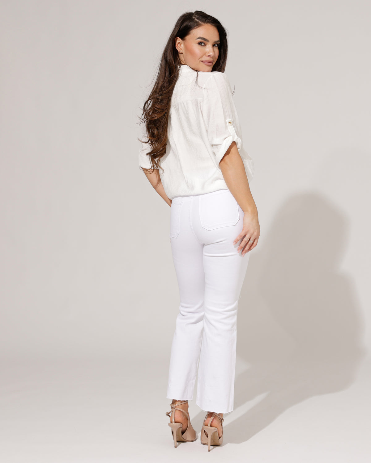 Folyrose Wide leg jeans Mimi-B in wit, extra aanzicht 3