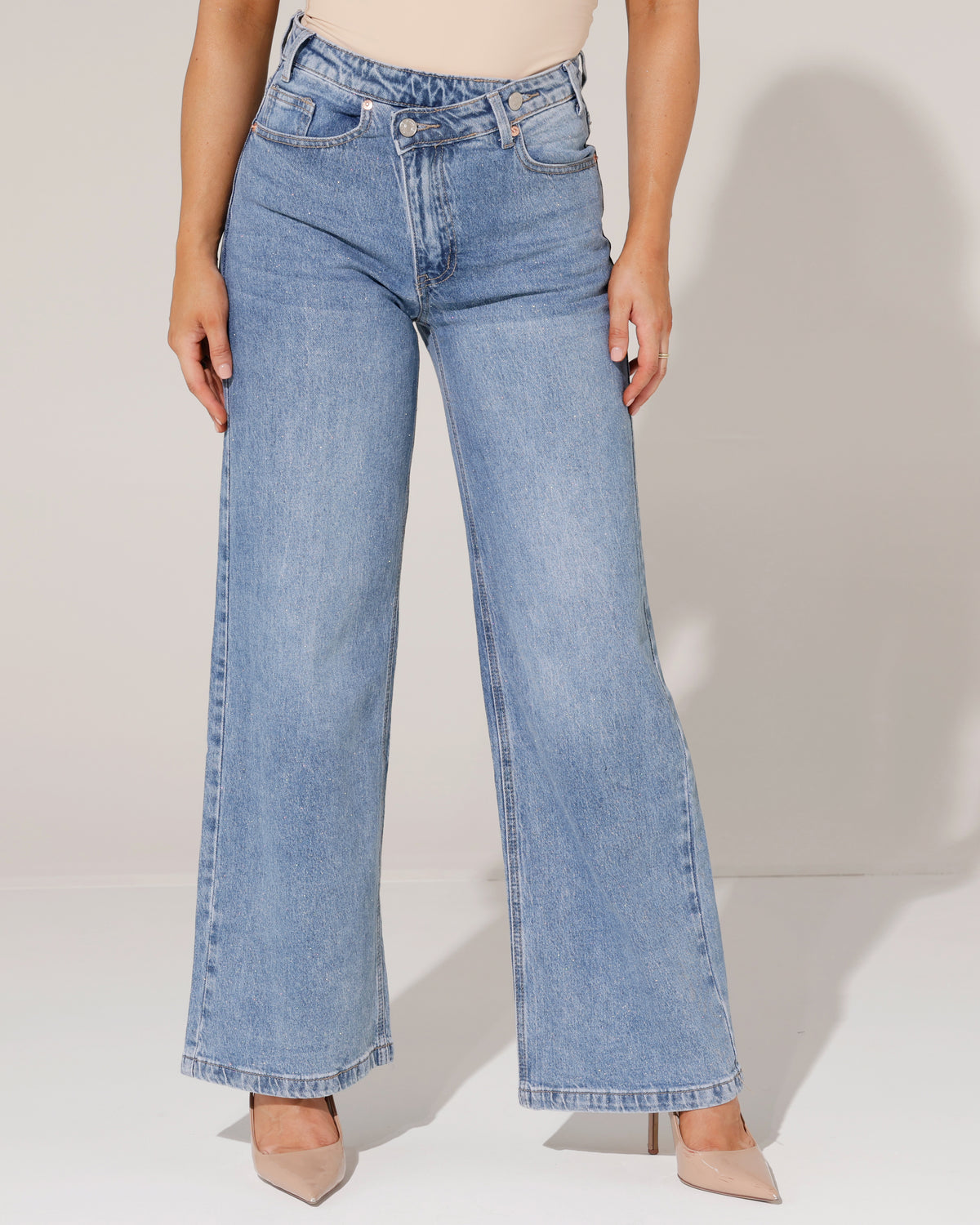 Folyrose Wide leg jeans Nena in blauw