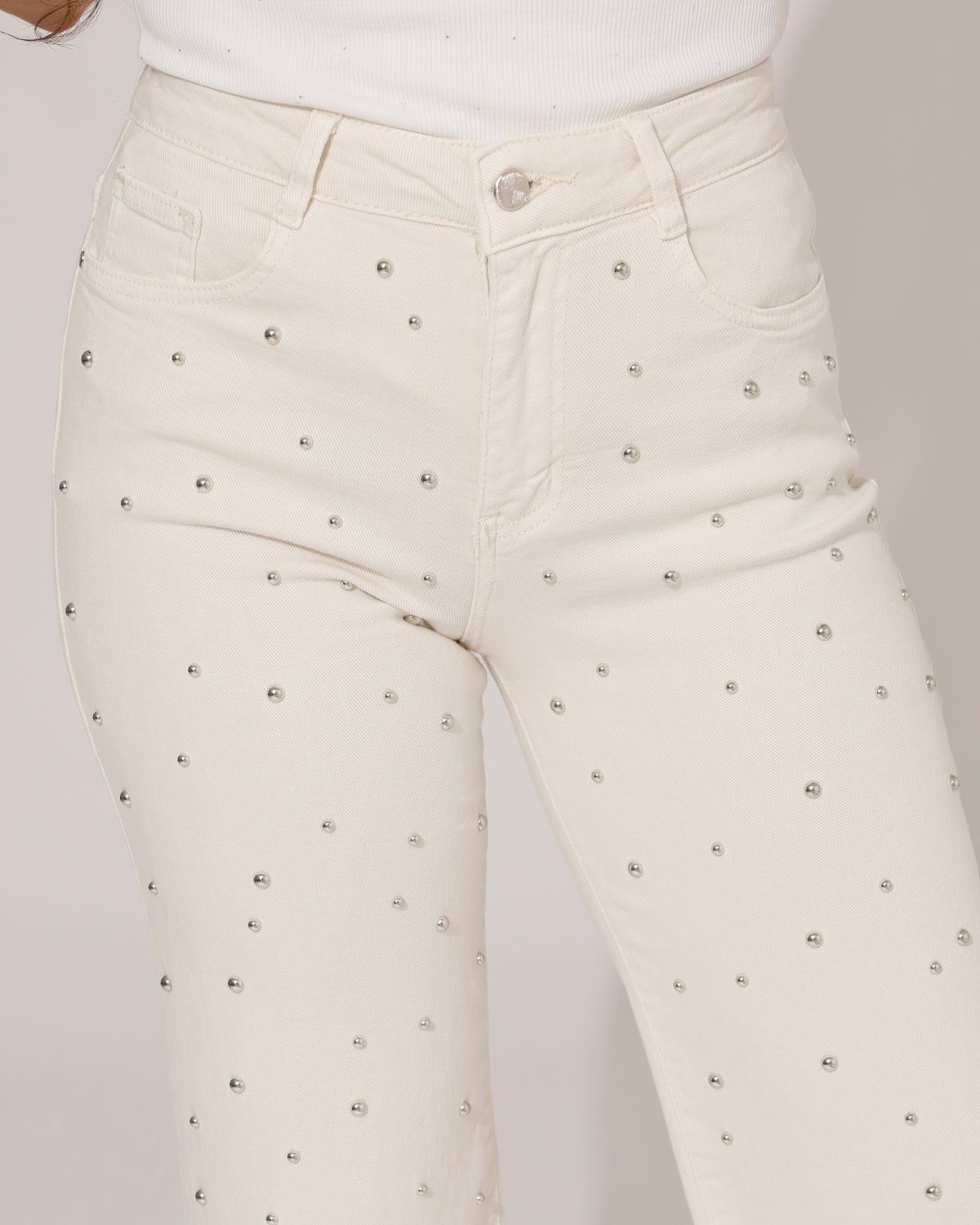 Folyrose Wide leg jeans Nola-C in beige, extra aanzicht 6