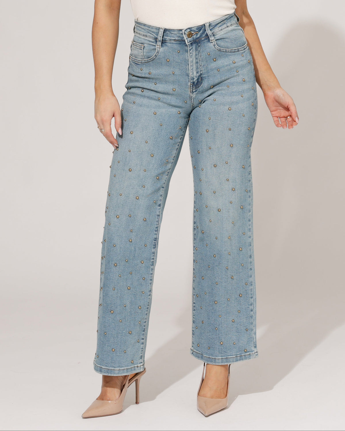 Folyrose Wide leg jeans Nola-V3 in blauw