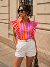 Gestreepte blouse Maris Oranje