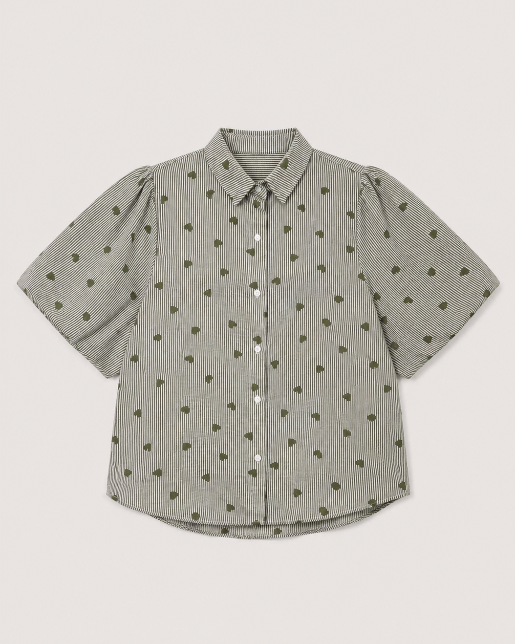 Gestreepte blouse met hartjes Daisy in donkergroen
