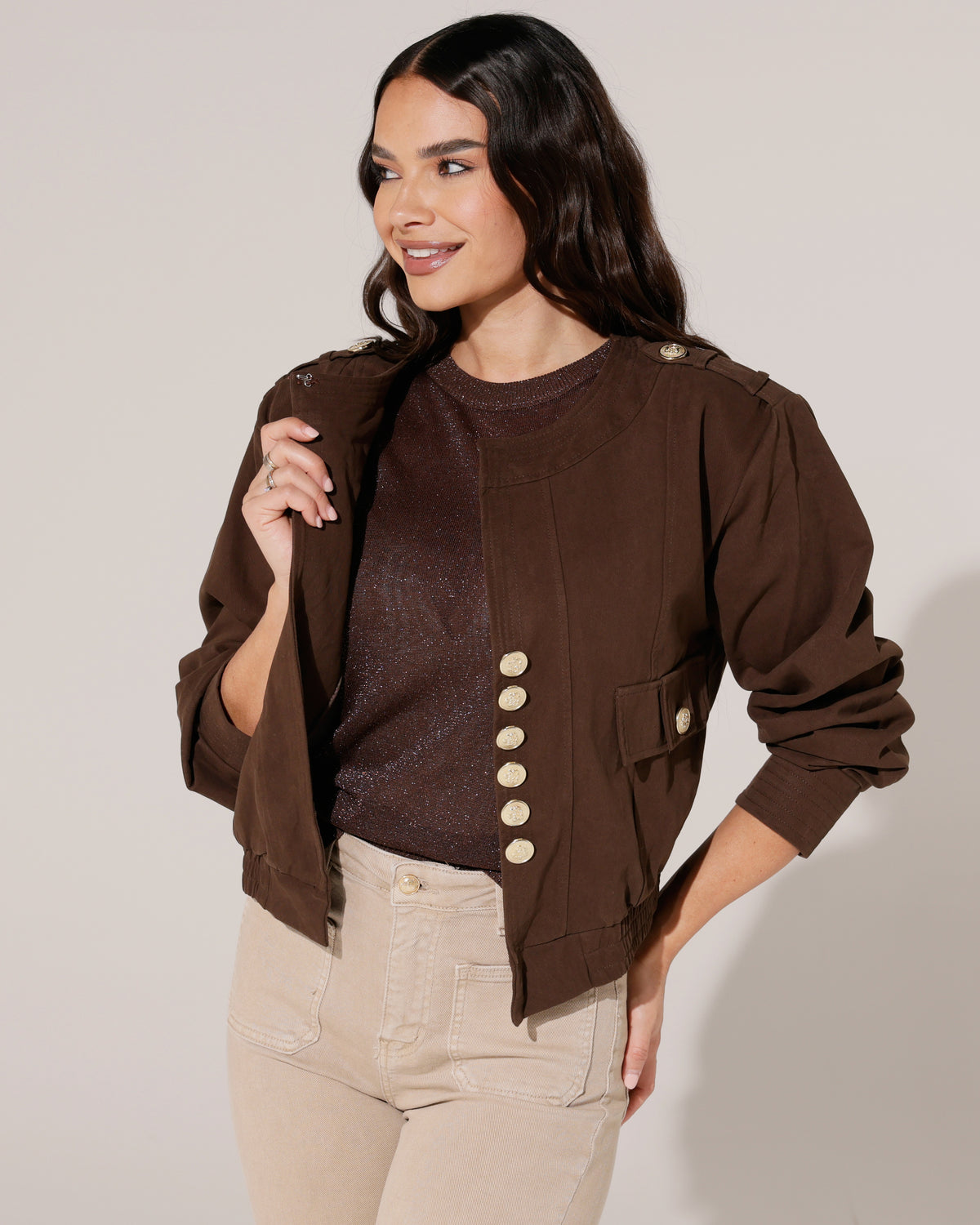 Glitter top Sarah in bruin, extra aanzicht 2