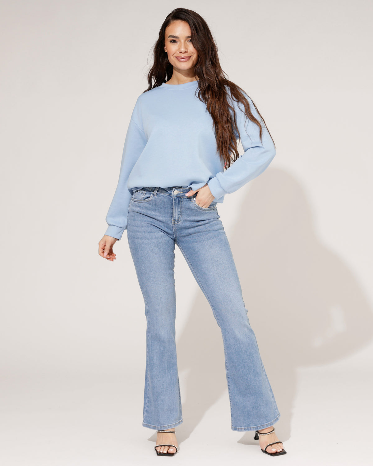 Goodies Flared jeans Sassy in lichtblauw, extra aanzicht 2
