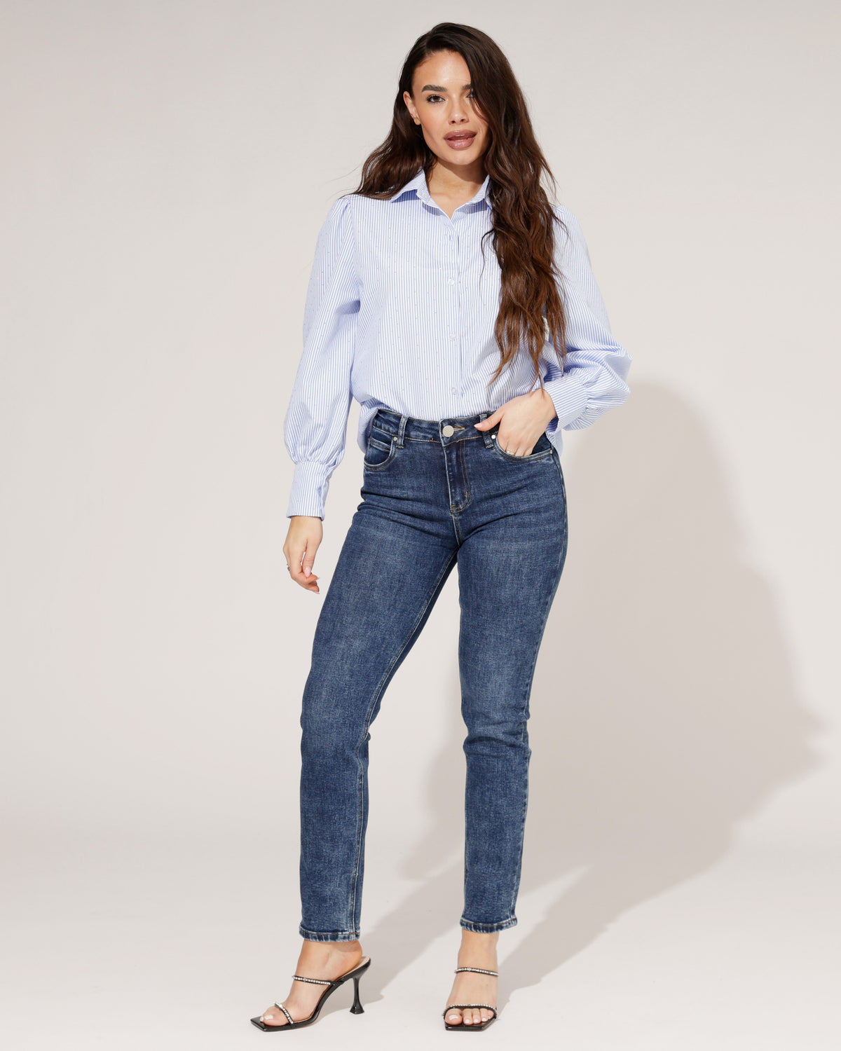 Goodies Mom jeans Cee in donkerblauw