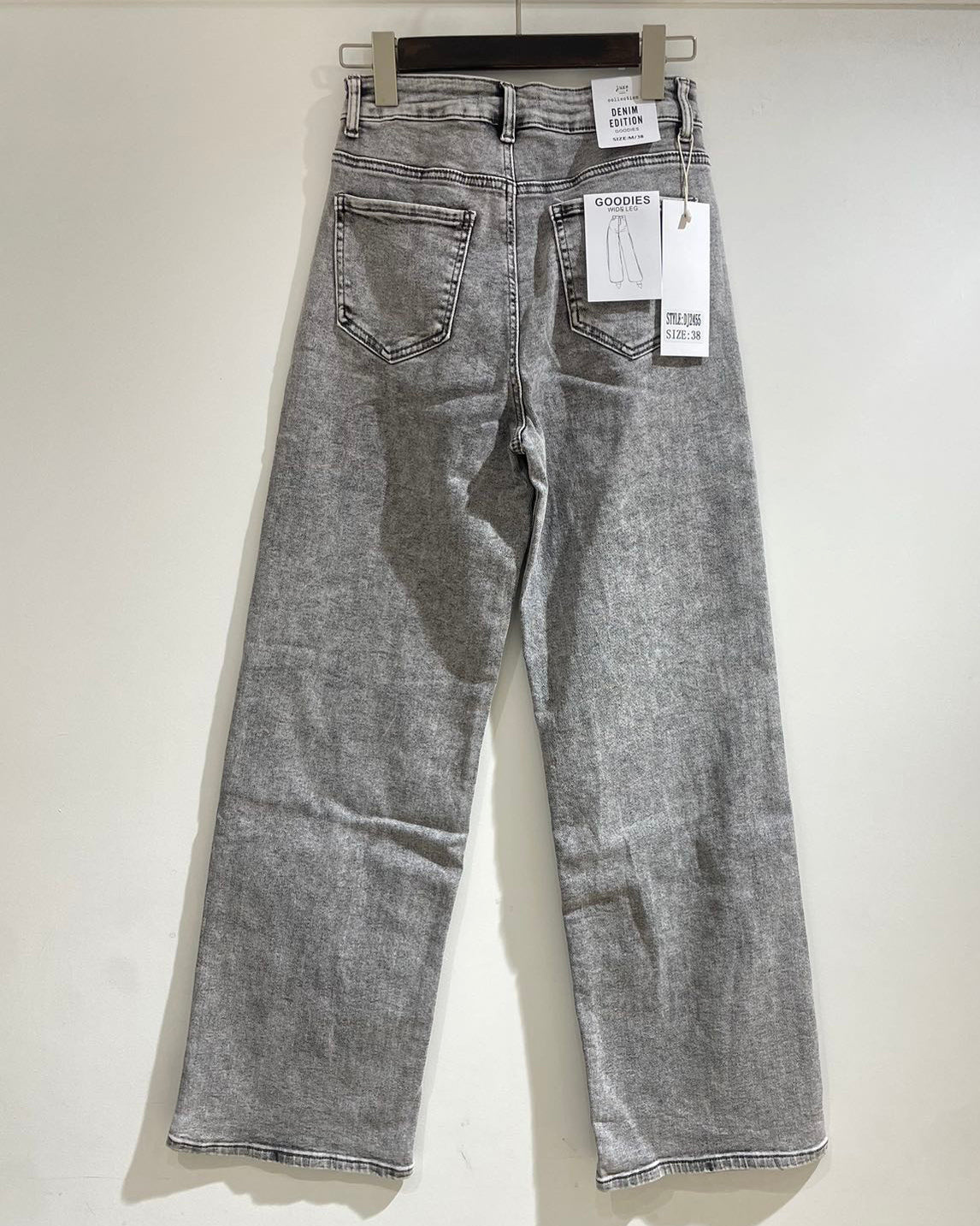 Goodies Wide leg jeans Djamie in lichtgrijs, extra aanzicht 2