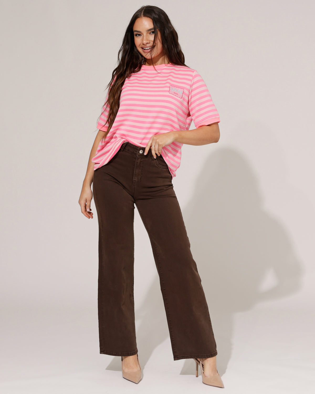Goodies Wide leg jeans Es-16 in donkerbruin