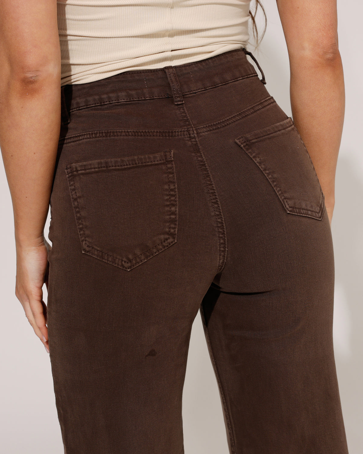 Goodies Wide leg jeans Es-16 in donkerbruin, extra aanzicht 2