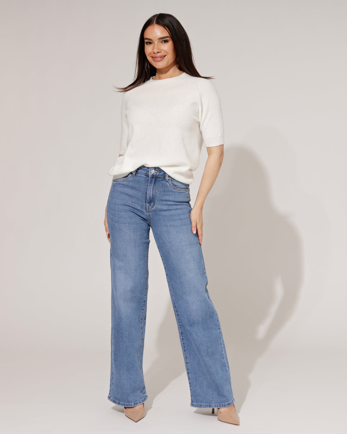 Goodies Wide leg jeans Izzey in blauw, extra aanzicht 2