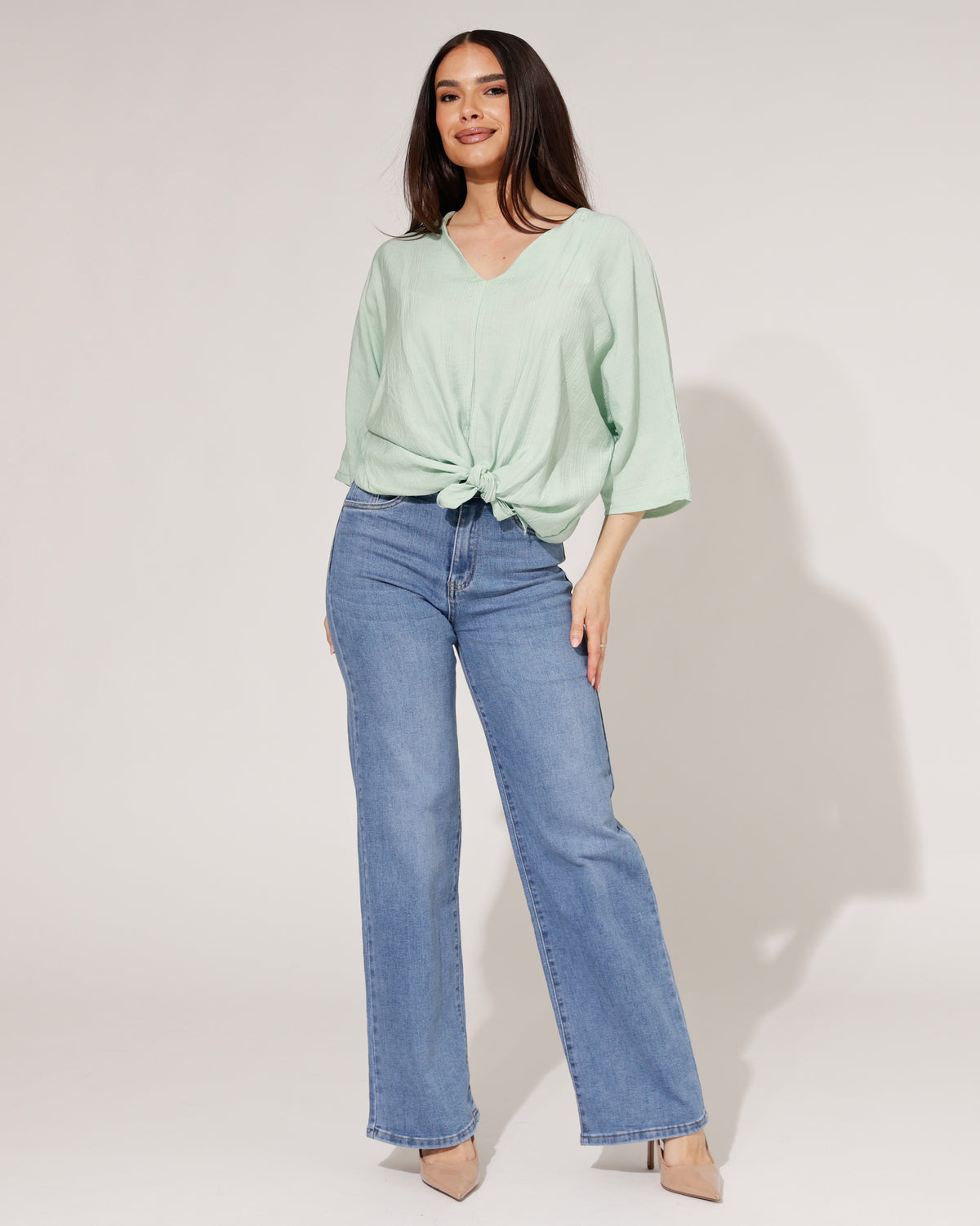 Goodies Wide leg jeans Izzey in blauw, extra aanzicht 6